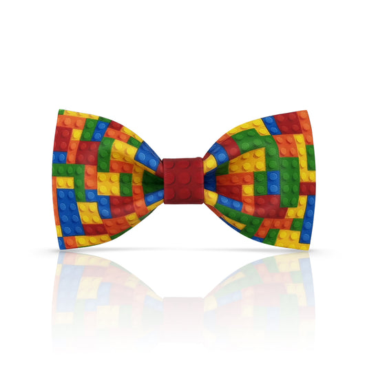 Lanzonia colorful patterned boys novelty bow tie, front view on white background