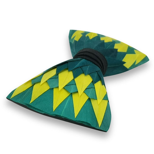 Lanzonia Feather Men's Bowtie Handmade Green and Yellow Bow Tie for Party Holiday Ball Wedding - Lanzonia