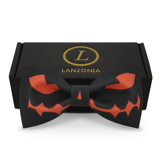Lanzonia Mens Novelty Bow Tie Funny Pumpkin Pattern Designer Bowtie for Holiday Halloween - Lanzonia