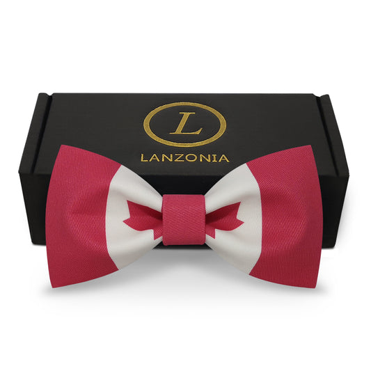 Lanzonia Funny Bow Ties for Men Unique Canada Flag Patterned Bowtie - Lanzonia