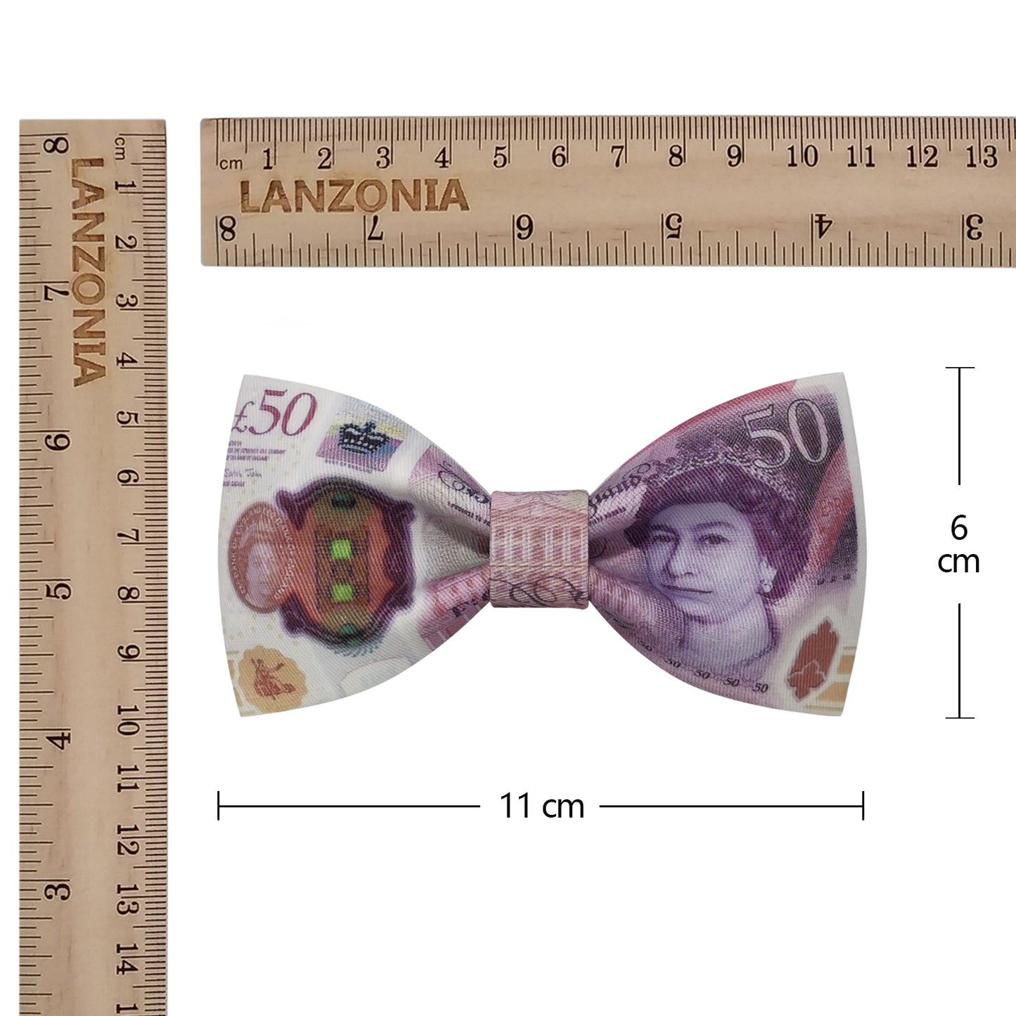 Lanzonia Men's Novelty Bow Tie Funny 50 GBP Money Pattern Designer Bowtie for Holiday New Years Eve Party - Lanzonia