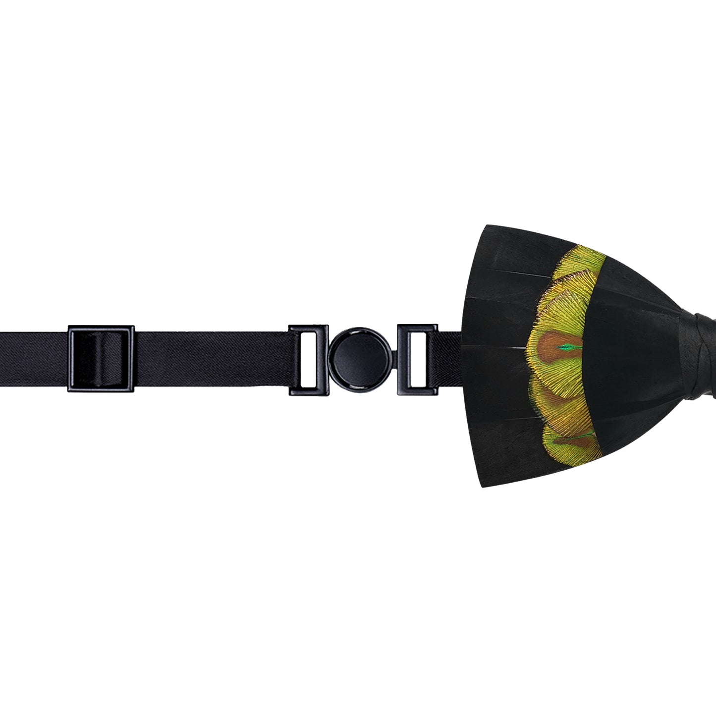 Lanzonia Men's Feather Bow Tie Handmade Black Peacock Bowtie for Wedding Holiday - Lanzonia