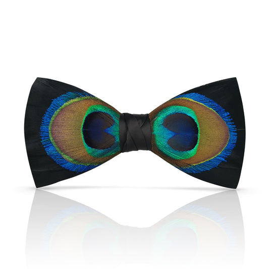 Lanzonia Men's Feather Bow Tie Handmade Peacock Bowtie for Wedding Holiday Party - Lanzonia