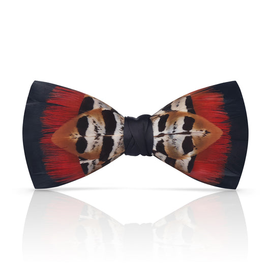 Lanzonia Men Feather Bow Tie Handmade Bowtie for Wedding Holiday Party - Lanzonia