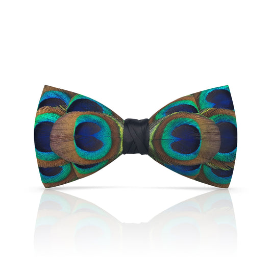 Lanzonia Boy's Peacock Feather Bow Tie Kid's Handmade Bowtie for Brithday Holiday Party - Lanzonia