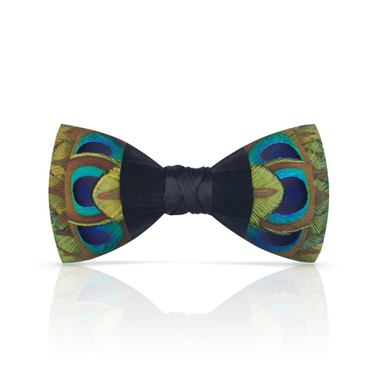 Lanzonia Boys Peacock Feather Bow Tie Children Handmade Bowtie for Brithday Holiday Party - Lanzonia