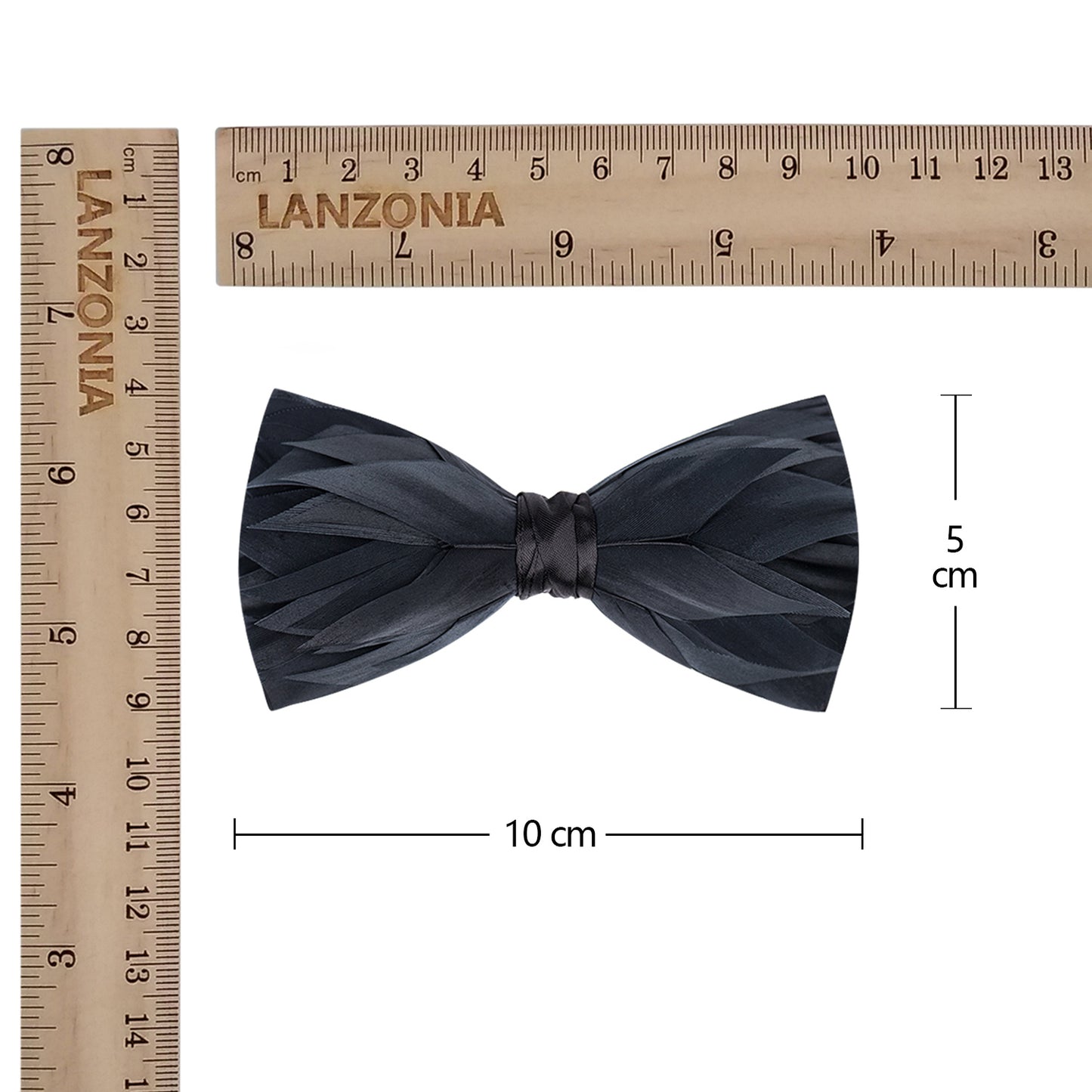 Lanzonia Boy Black Feather Bow Tie Kid Handmade Bowtie for Brithday Holiday Party - Lanzonia