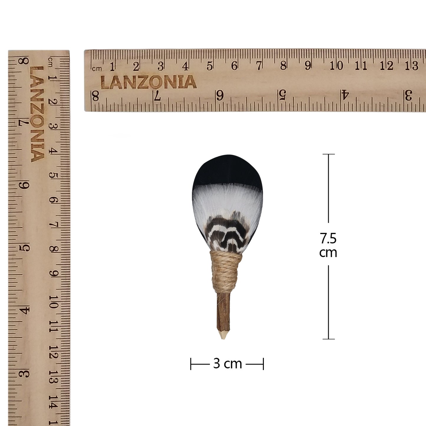 Lanzonia Men's Feather Lapel Pin Groom Boutonniere Groomsmen Brooch Handmade Black and White Feather Hat Pin Wedding Accessories - Lanzonia