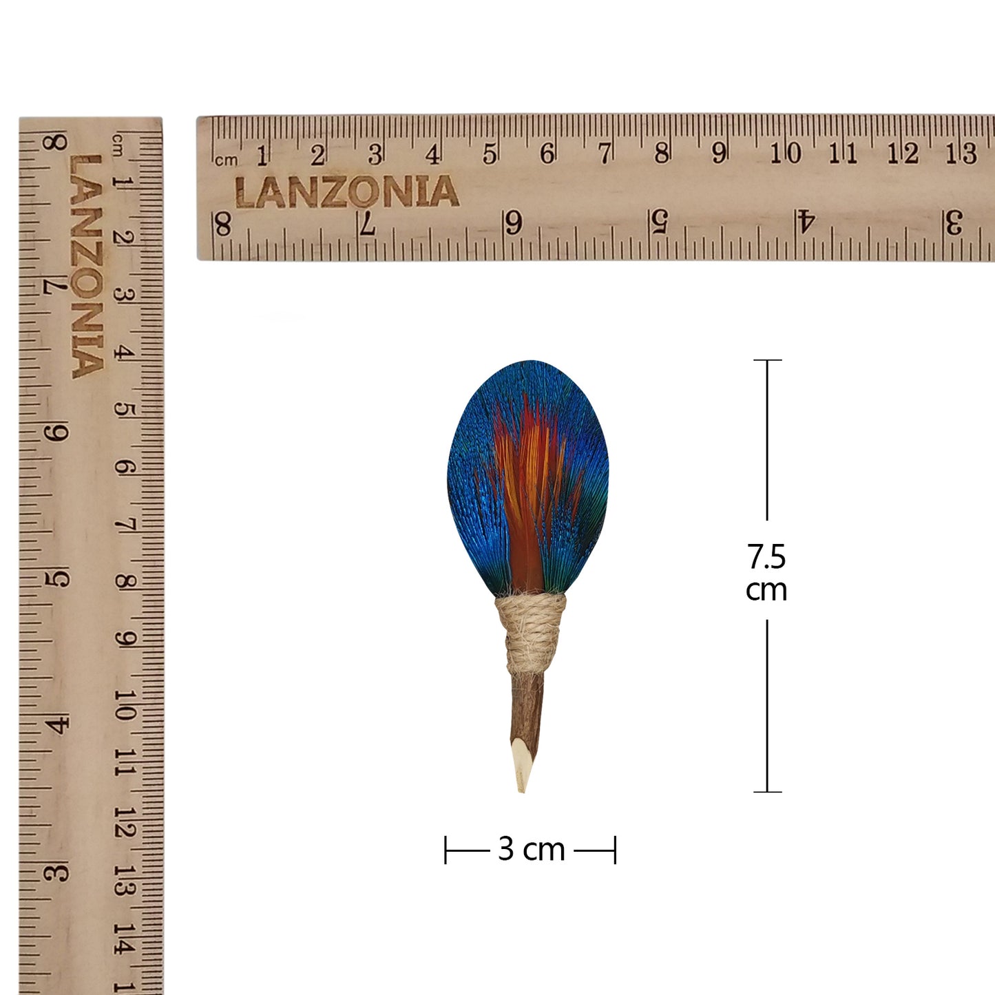 Lanzonia Men's Blue Feather Lapel Pin Groom Boutonniere Wedding Accessories Groomsmen Brooch Handmade Feather Hat Pin - Lanzonia