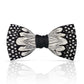 Lanzonia Men's Feather Bow Tie Handmade White and Black Polka Dot Bowtie for Wedding Holiday - Lanzonia
