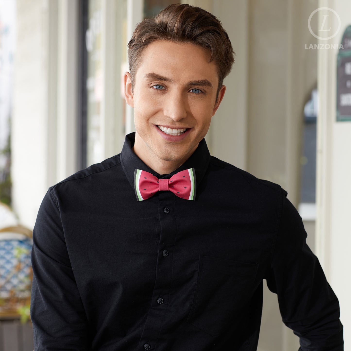 Lanzonia Men's Fashion Novelty Funny Watermelon Patterned Bow Tie for Holiday New Party Birthday - Lanzonia