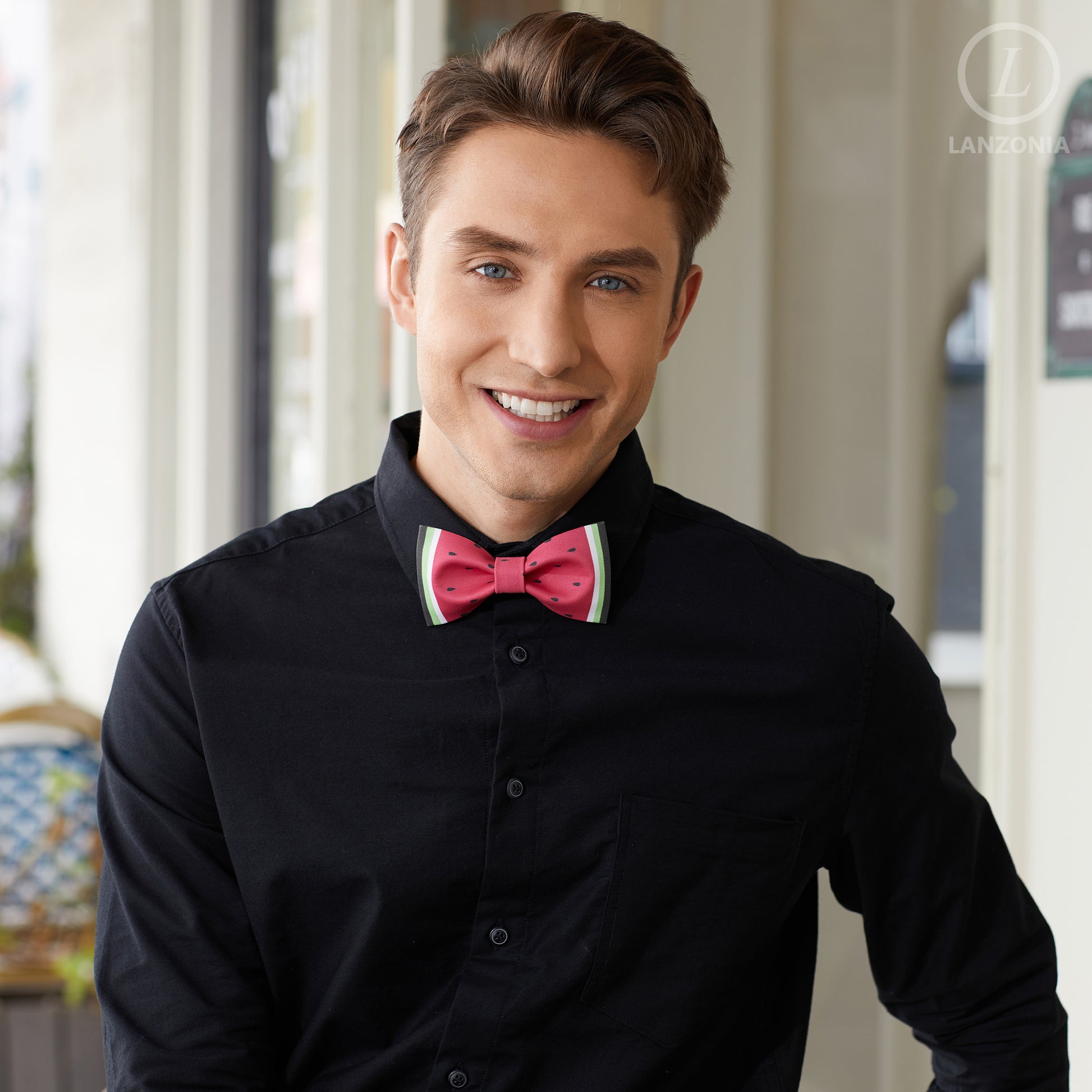 Lanzonia Men's Fashion Novelty Funny Watermelon Patterned Bow Tie for Holiday New Party Birthday - Lanzonia