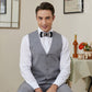 Lanzonia Men's Feather Bow Tie Handmade Black and White Bowtie for Wedding Holiday - Lanzonia