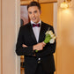 Lanzonia Men Feather Bowtie Handmade Bow Tie for Wedding Holiday Party - Lanzonia
