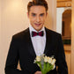 Lanzonia Men Feather Bowtie Handmade Bow Tie for Wedding Holiday Party - Lanzonia