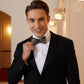 Lanzonia Feather Bowtie Handmade Mens Wedding Bow Tie - Lanzonia