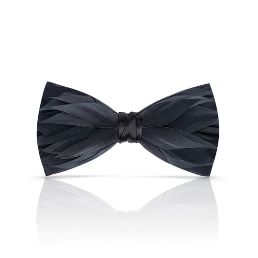 Lanzonia Feather Bow Tie for Men Handmade Black Bowtie for Wedding - Lanzonia