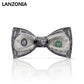 Lanzonia Boy's Bowtie Kids Funny Money Print Bow Tie - Lanzonia
