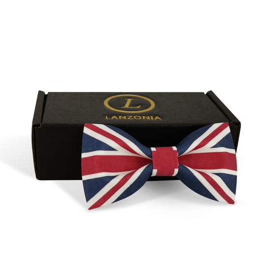 Lanzonia Boy's Novelty Bow Tie Kid's Patriotic Union Jack Flag Designer Bowtie for Holiday Birthday - Lanzonia