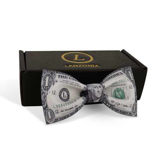Lanzonia Boy's Bowtie Kids Funny Money Print Bow Tie for Holiday New Party Birthday - Lanzonia