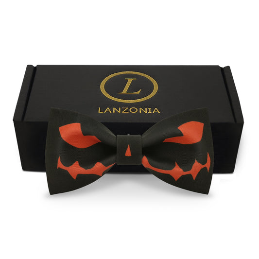 Lanzonia Boy's Novelty Bow Tie Kid's Funny Pumpkin Pattern Designer Bowtie for Holiday Halloween - Lanzonia