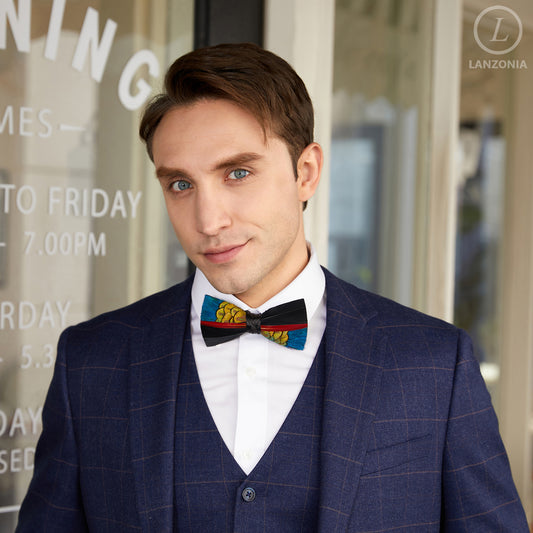 Lanzonia Men's Peacock Feather Bow Tie Handmade Bowtie for Wedding - Lanzonia