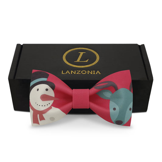 Lanzonia Boy's Novelty Bow Tie Kid's Funny Snowman Designer Bowtie for Xmas Christmas Holiday New Years Eve - Lanzonia