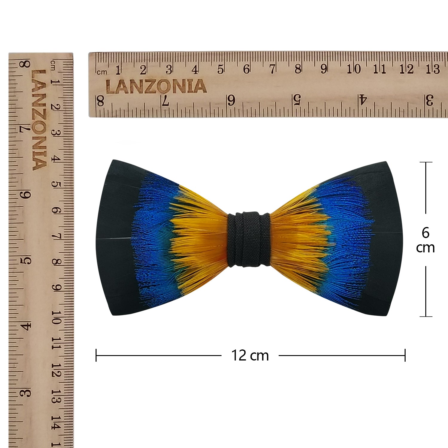 Lanzonia Feather Mens Bowtie Handmade Bow Tie for Party Holiday Ball Wedding - Lanzonia