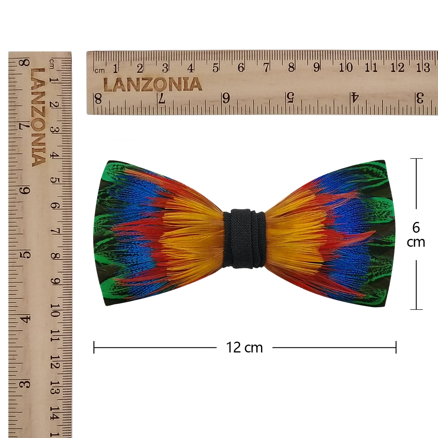 Lanzonia Feather Men's Bowtie Handmade Bow Tie for Party Holiday Ball Wedding - Lanzonia