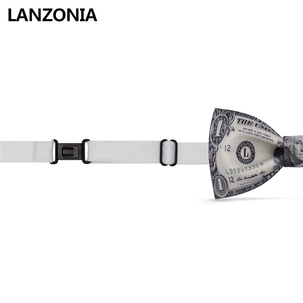Lanzonia Boy's Bowtie Kids Funny Money Print Bow Tie - Lanzonia