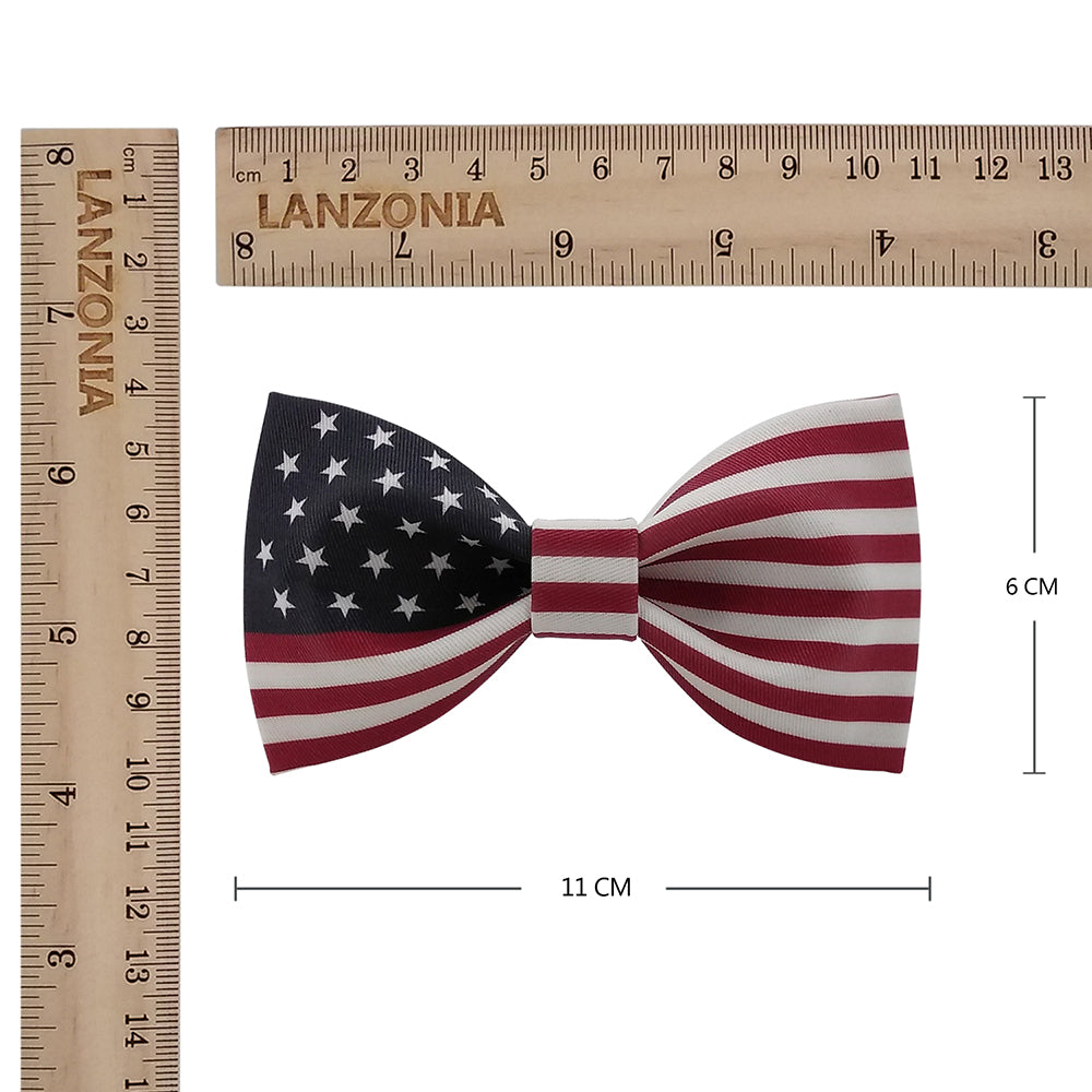 Lanzonia Mens Fashion U.S. American Flag USA. Patterned Bow Tie - Lanzonia
