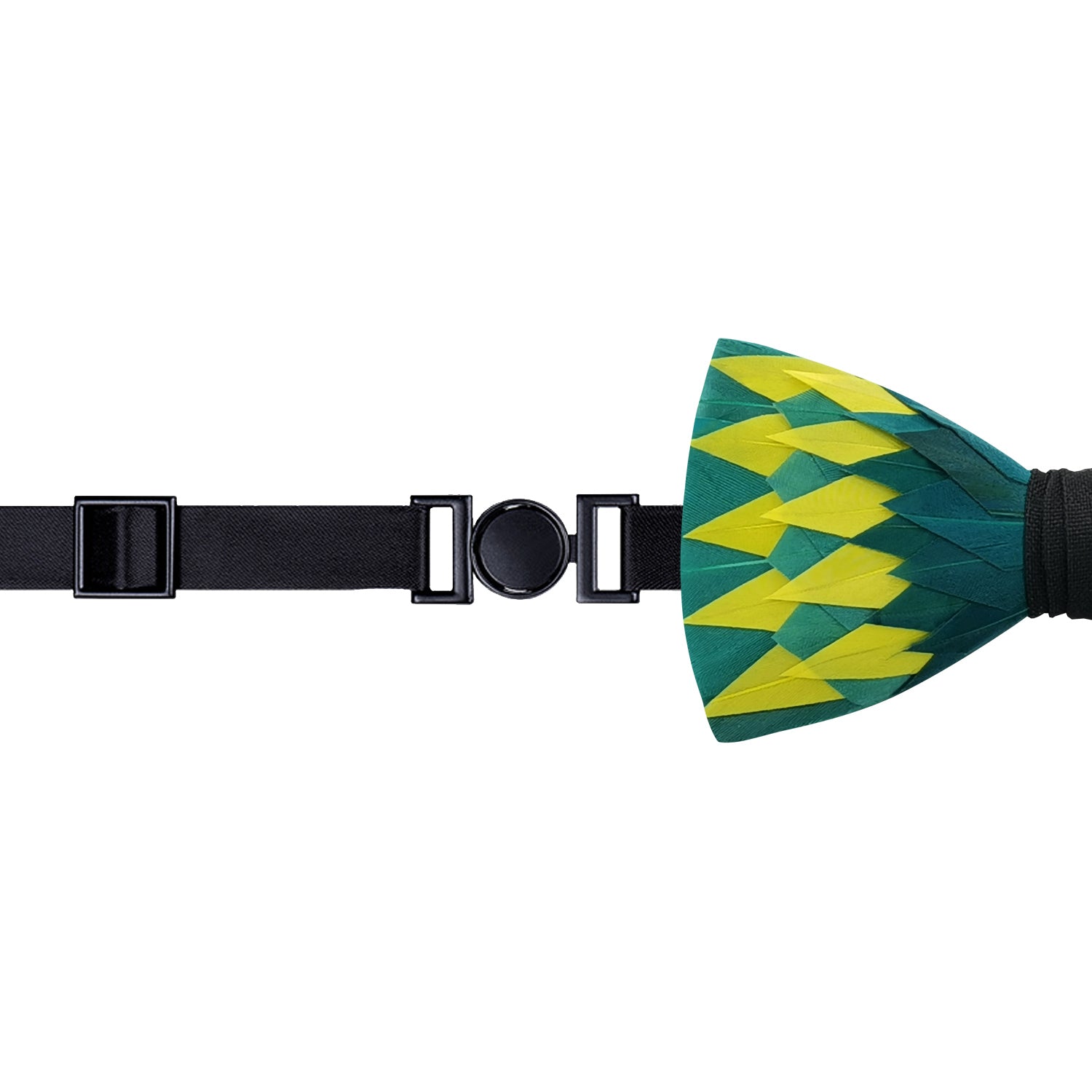Lanzonia Feather Men's Bowtie Handmade Green and Yellow Bow Tie for Party Holiday Ball Wedding - Lanzonia