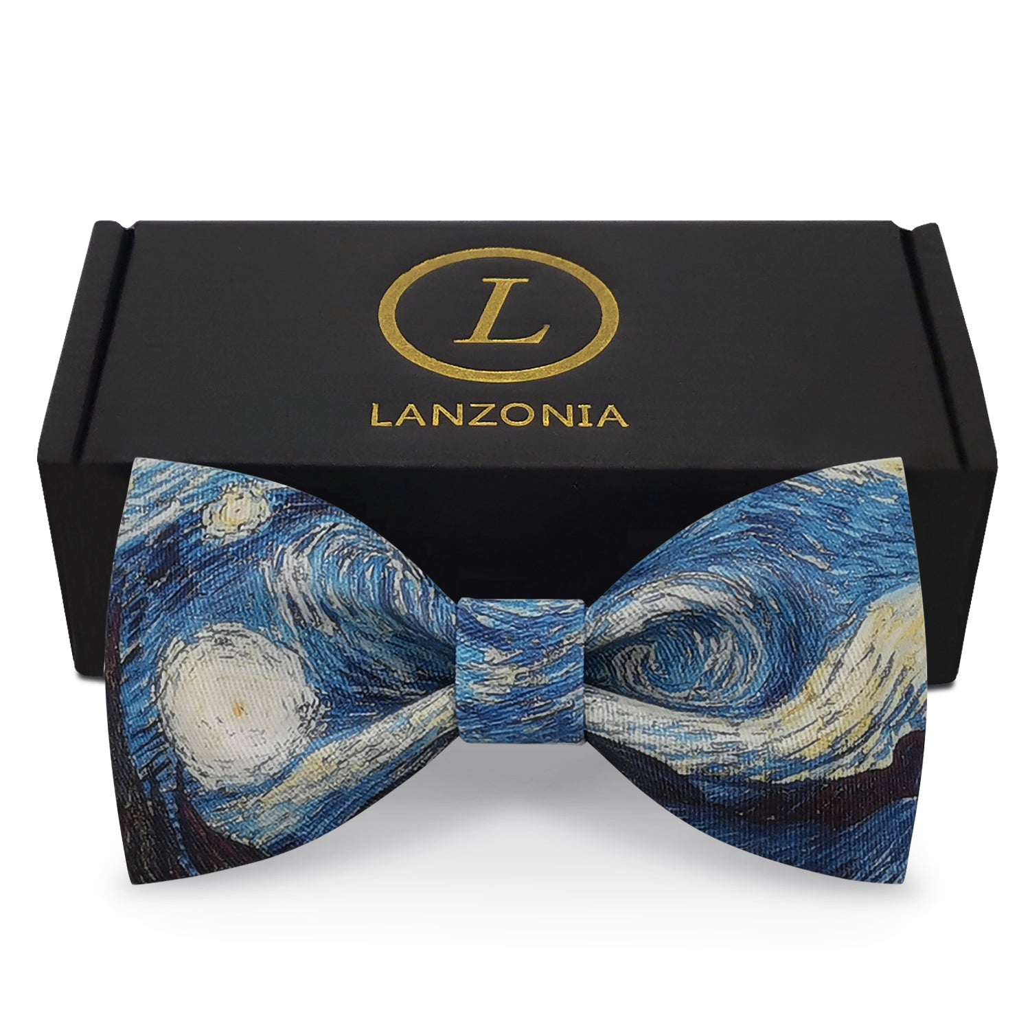 Lanzonia Men's Designer Bowtie Blue Oil Painting Bow Tie for Holiday New Party Birthday - Lanzonia