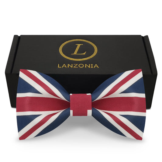 Lanzonia Funny Bow Ties for Men, Novelty Designer Union Jack Flag Bowtie for Wedding Party - Lanzonia