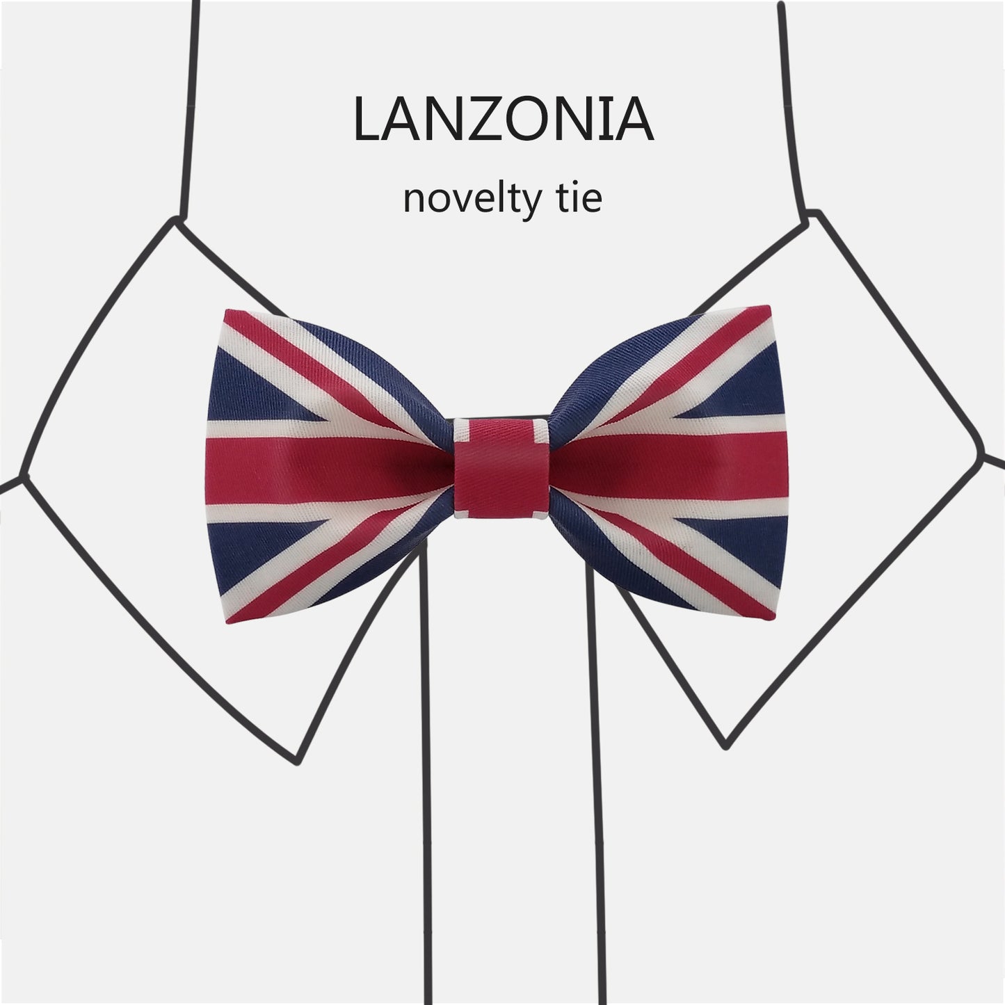 Lanzonia Funny Bow Ties for Men, Novelty Designer Union Jack Flag Bowtie for Wedding Party - Lanzonia