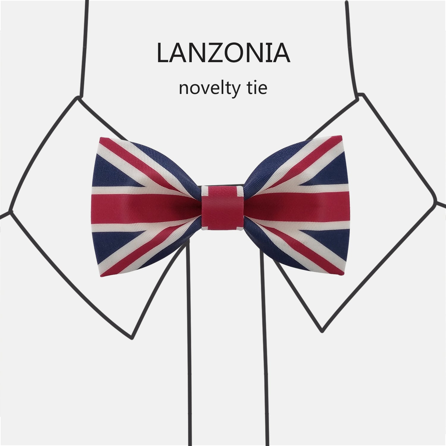 Lanzonia Funny Bow Ties for Men, Novelty Designer Union Jack Flag Bowtie for Wedding Party - Lanzonia