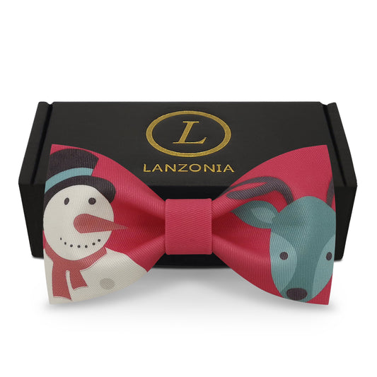 Lanzonia Men's Novelty Bow Tie Funny Snowman Designer Bowtie for Xmas Christmas Holiday New Years Eve - Lanzonia