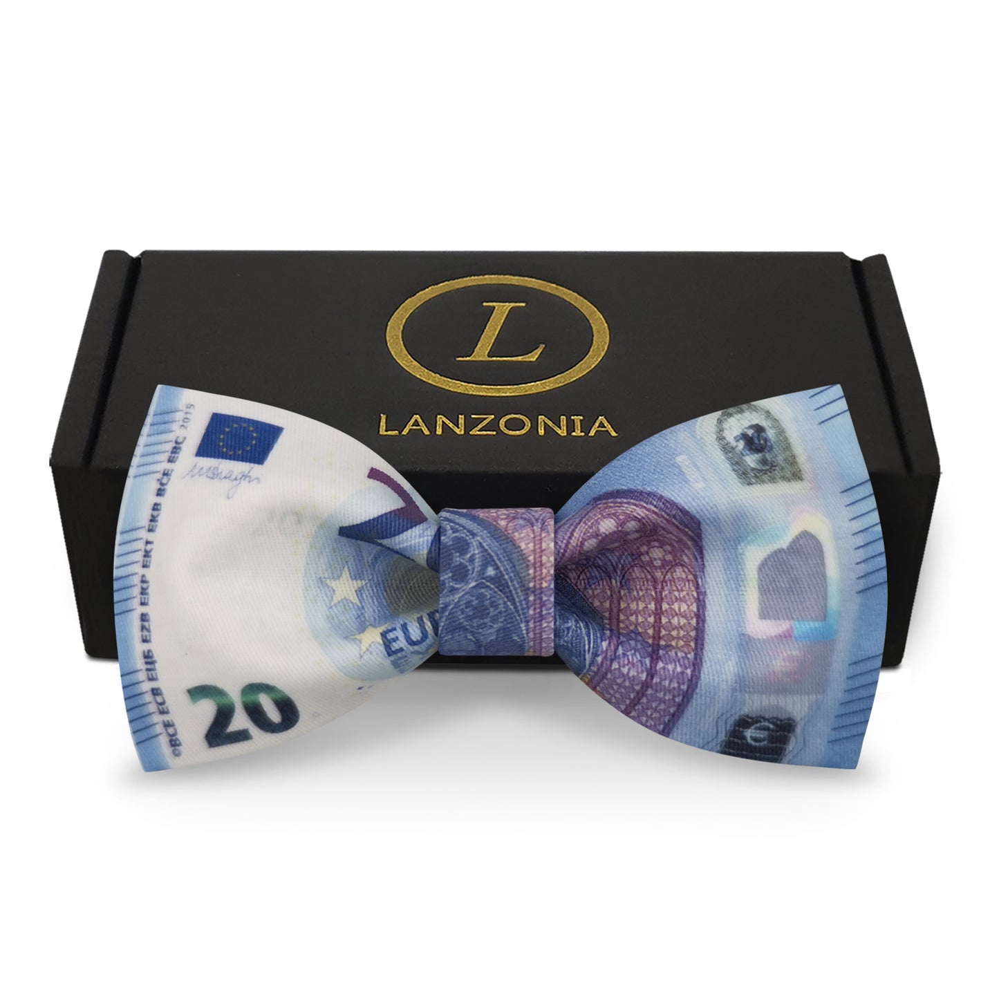 Lanzonia Men's Novelty Money Bow Tie Funny 20 EUR Pattern Designer Bowtie for Holiday Party - Lanzonia
