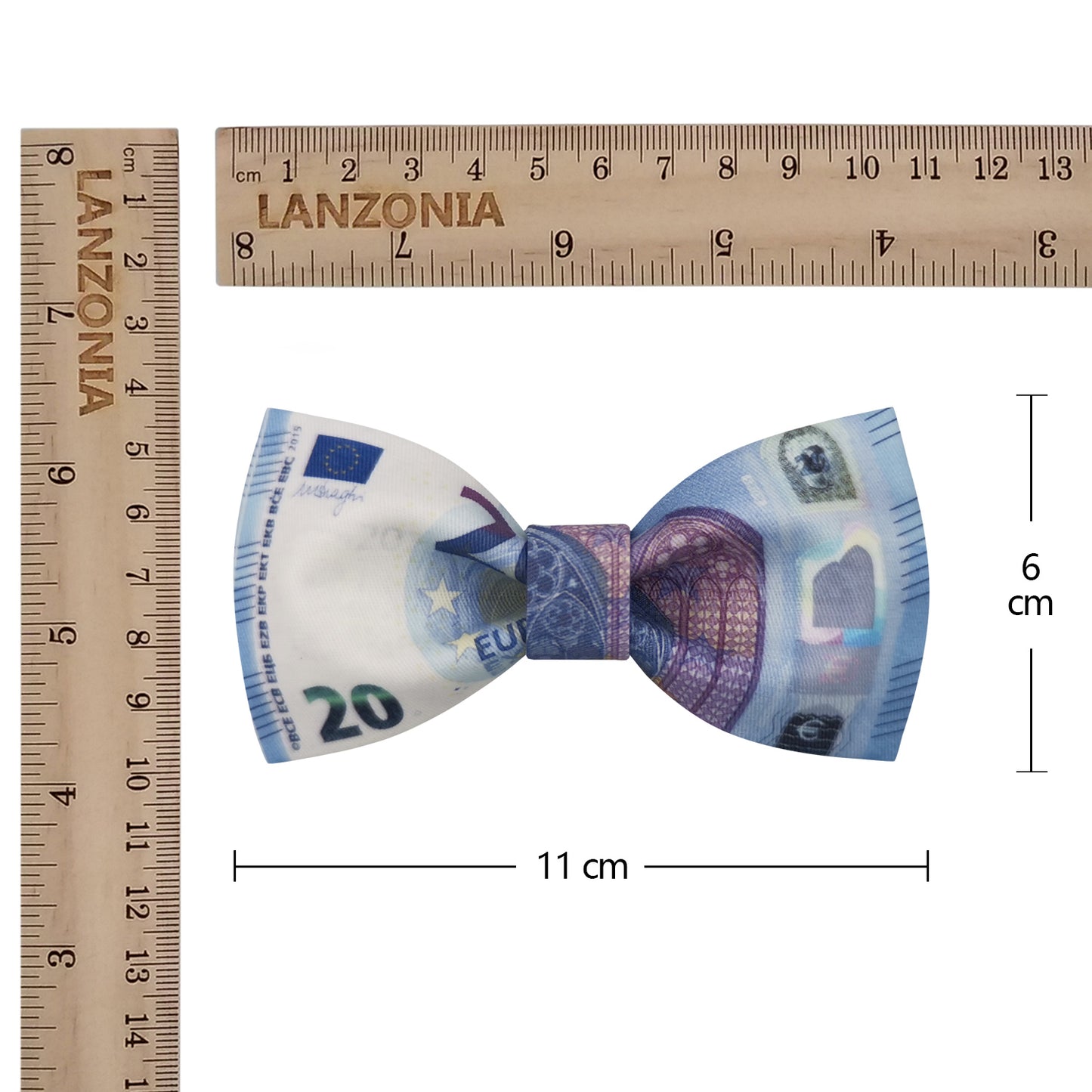 Lanzonia Men's Novelty Money Bow Tie Funny 20 EUR Pattern Designer Bowtie for Holiday Party - Lanzonia