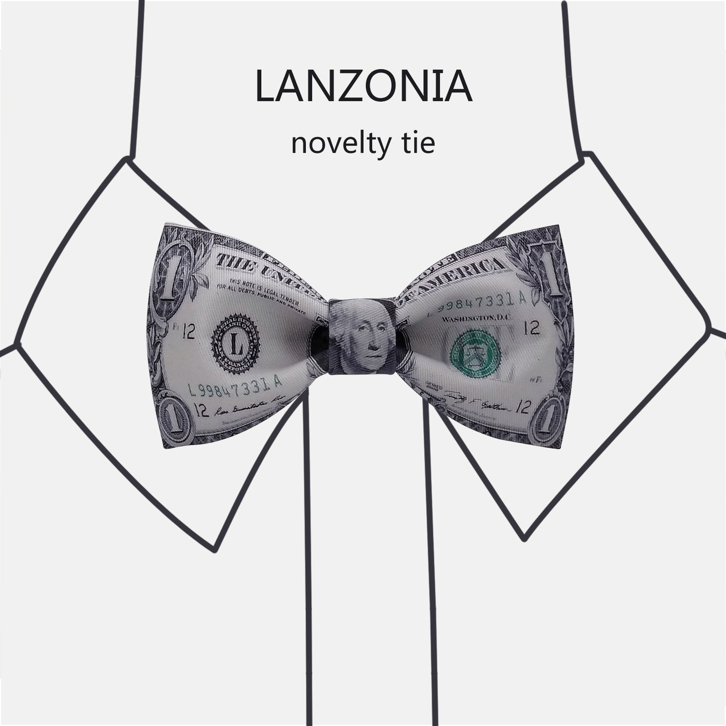 Lanzonia Boy's Bowtie Kids Funny Money Print Bow Tie for Holiday New Party Birthday - Lanzonia