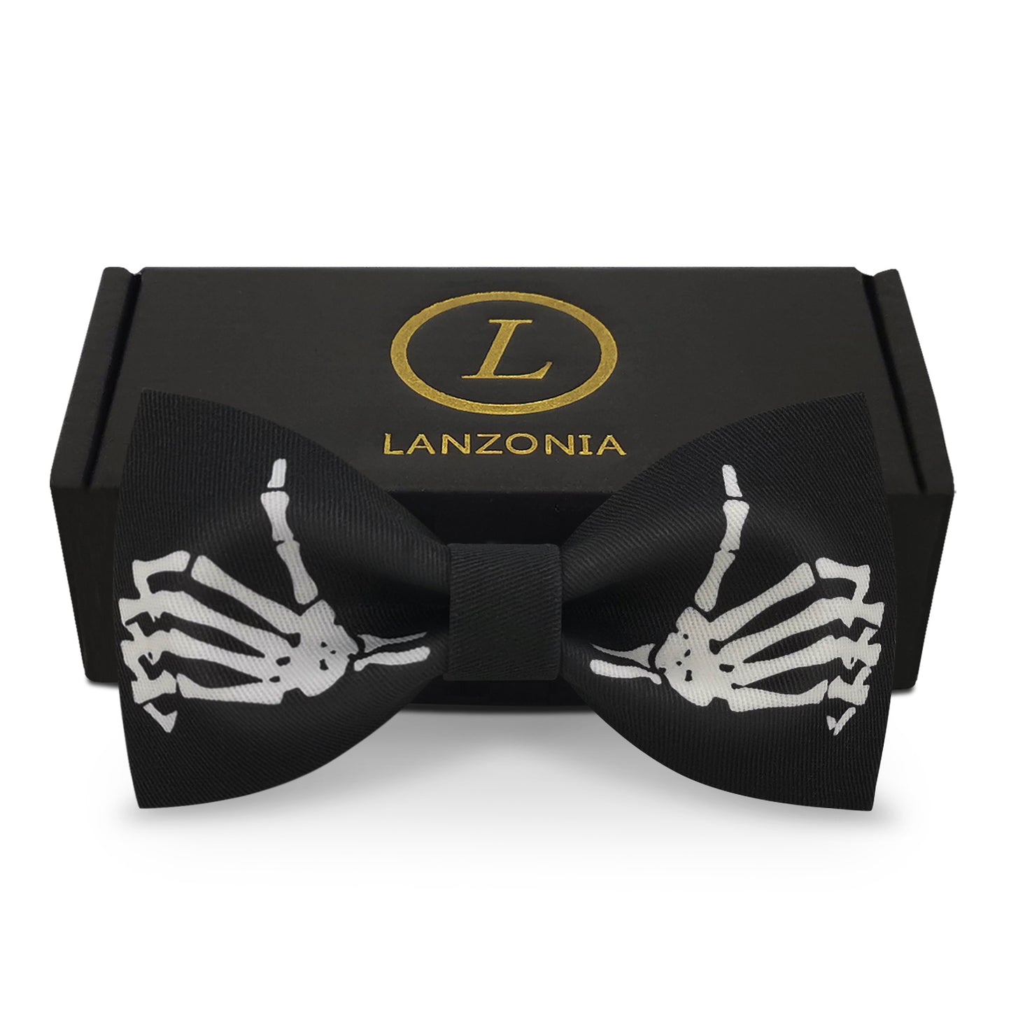 Lanzonia Mens Novelty Skeleton Bow Tie Funny Skull Designer Bowtie for Holiday Halloween - Lanzonia