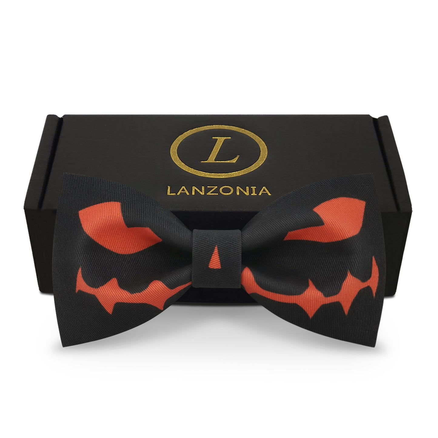 Lanzonia Mens Novelty Bow Tie Funny Pumpkin Pattern Designer Bowtie for Holiday Halloween - Lanzonia