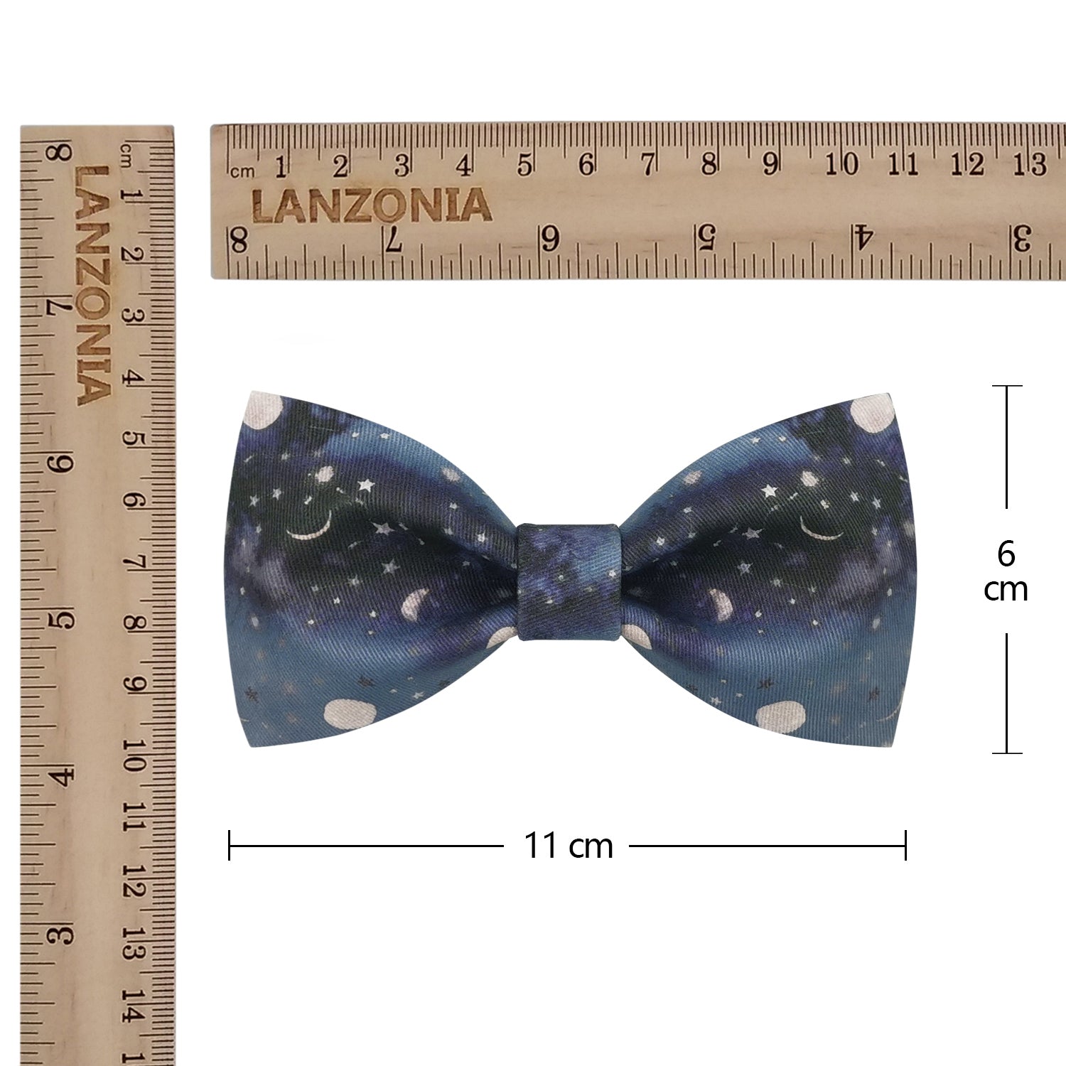 Lanzonia Funny Bowtie Men Moon and Star Night print Bow Tie for Party Holiday Brithday - Lanzonia