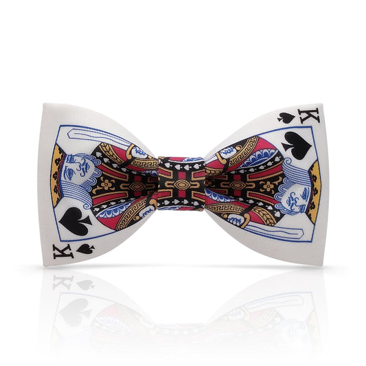 Lanzonia Mens White Funny Poker Bowtie Different Types of Bow Tie for Holiday New Years Eve - Lanzonia