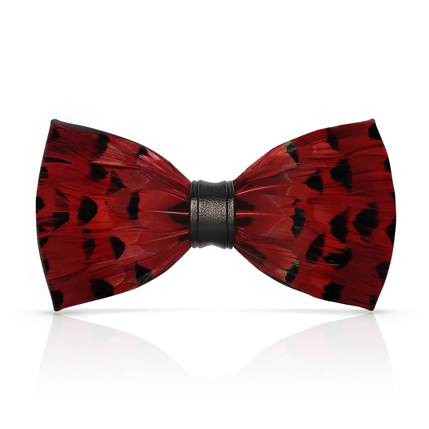 Lanzonia Mens Wedding Wine Red Bowtie Feather Hnadmade Bow Tie - Lanzonia