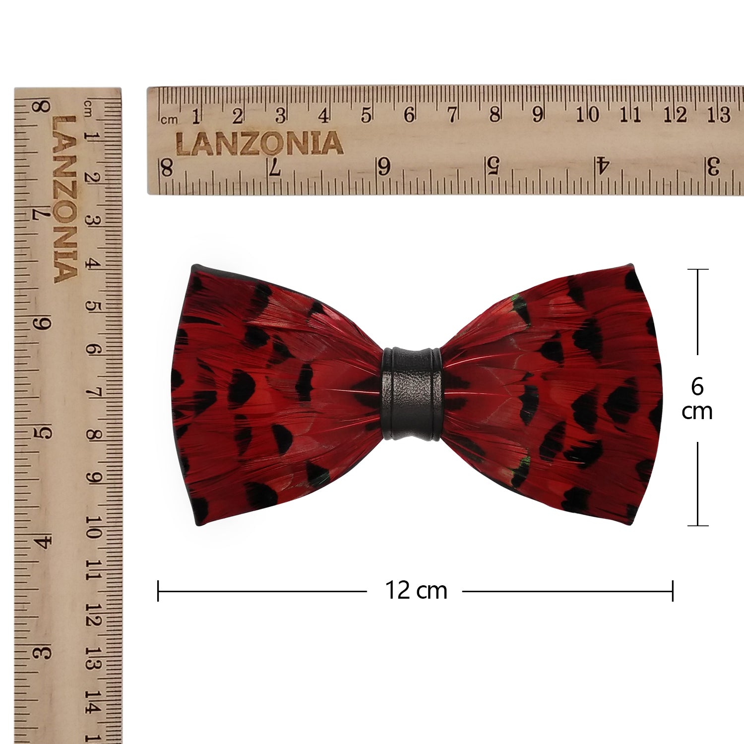 Lanzonia Mens Wedding Wine Red Bowtie Feather Hnadmade Bow Tie - Lanzonia