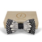 Lanzonia Men's Feather Bow Tie Handmade White and Black Polka Dot Bowtie for Wedding Holiday - Lanzonia