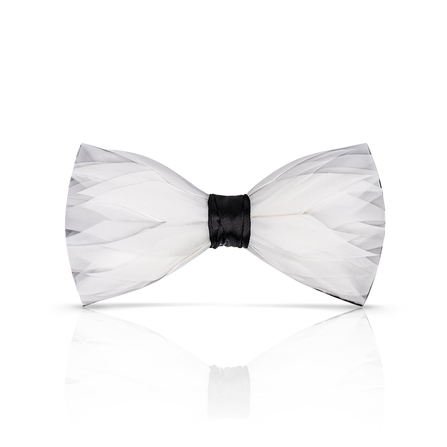 Lanzonia Men's Feather Bow Tie Handmade White Bowtie for Wedding Holiday Party Business - Lanzonia