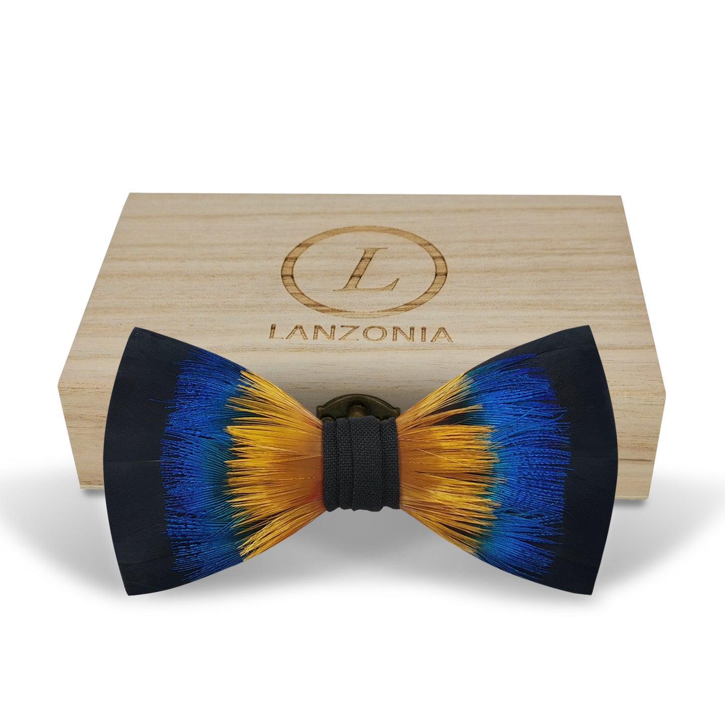 Lanzonia Feather Mens Bowtie Handmade Bow Tie for Party Holiday Ball Wedding - Lanzonia