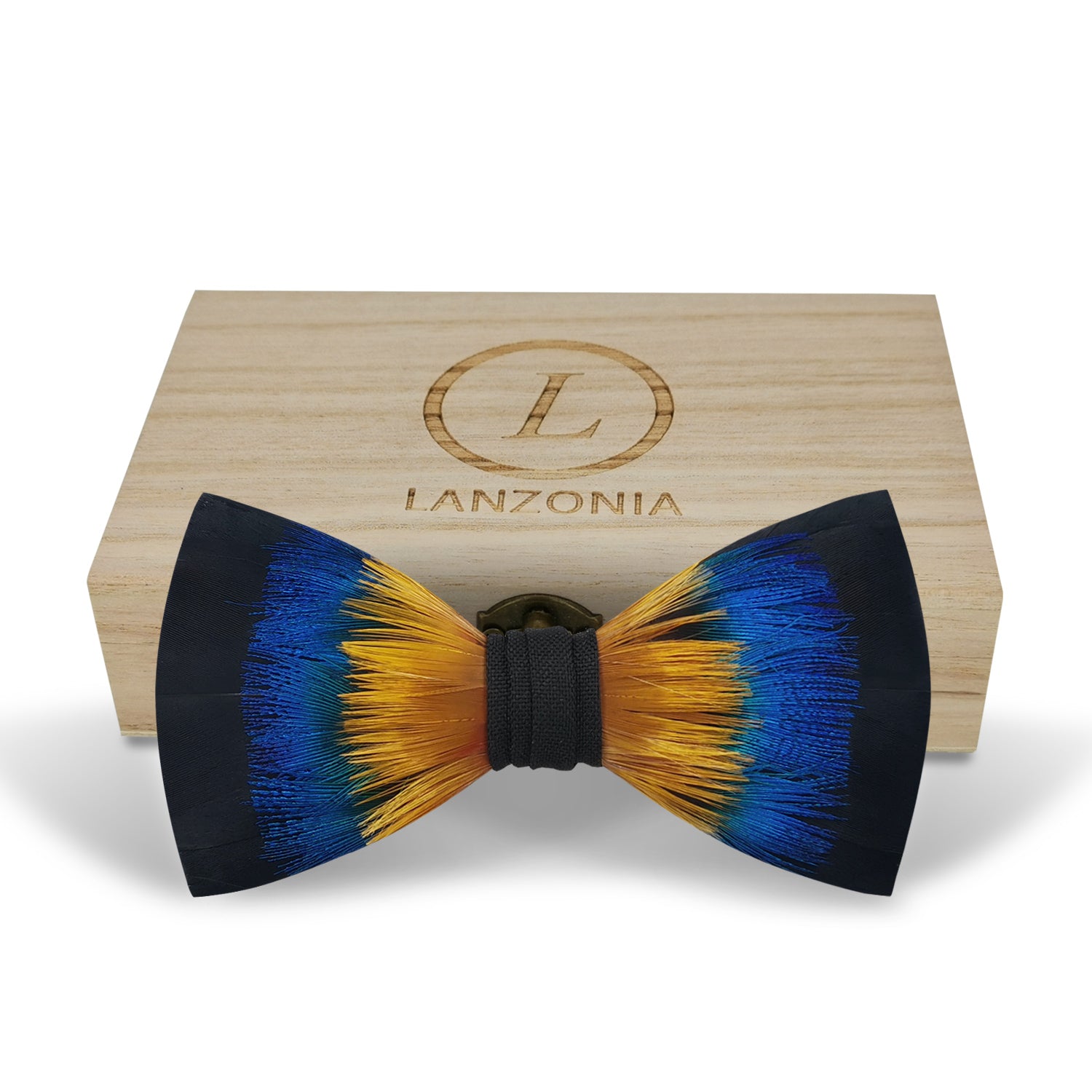 Lanzonia Feather Mens Bowtie Handmade Bow Tie for Party Holiday Ball Wedding - Lanzonia